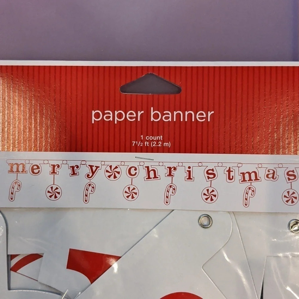 Merry Christmas banner garland red white candycane holidays Target Decor - Picture 3 of 3